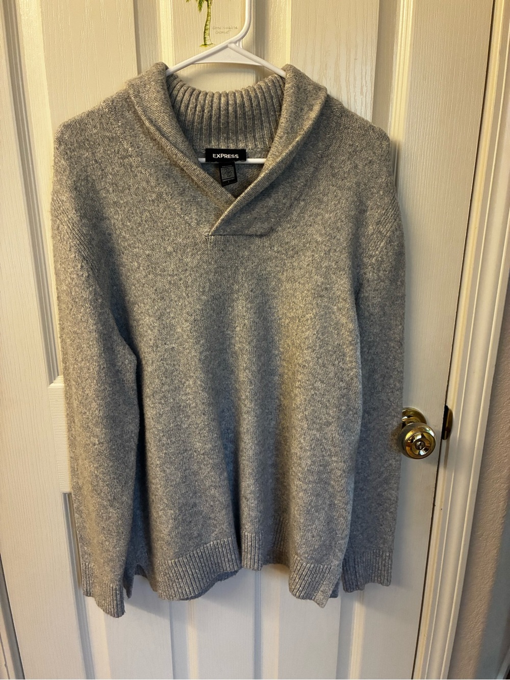 Express Shawl Collar Sweater - Light Gray